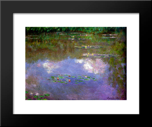 Water Lilies, The Clouds 20x24 Black Modern Wood Framed Art Print Poster by Monet, Claude