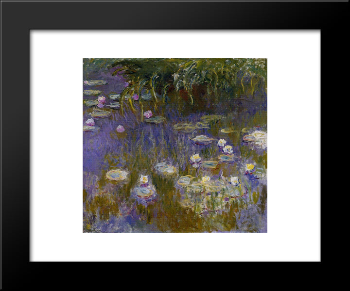 Water Lilies, Yellow And Lilac 20x24 Black Modern Wood Framed Art Print Poster by Monet, Claude