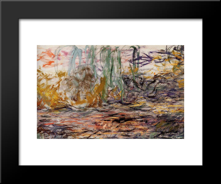 Water Lilies (Left Half) 20x24 Black Modern Wood Framed Art Print Poster by Monet, Claude