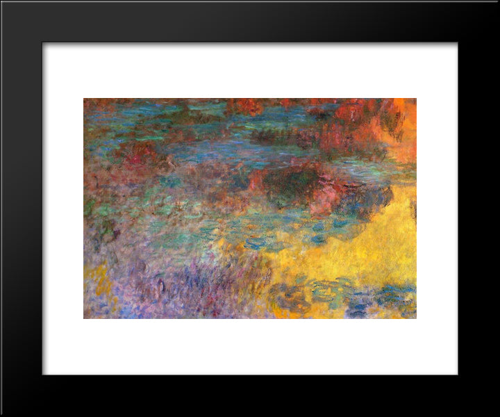 Water Lily Pond, Evening (Left Panel) 20x24 Black Modern Wood Framed Art Print Poster by Monet, Claude