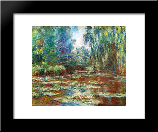 Water Lily Pond And Bridge 20x24 Black Modern Wood Framed Art Print Poster by Monet, Claude
