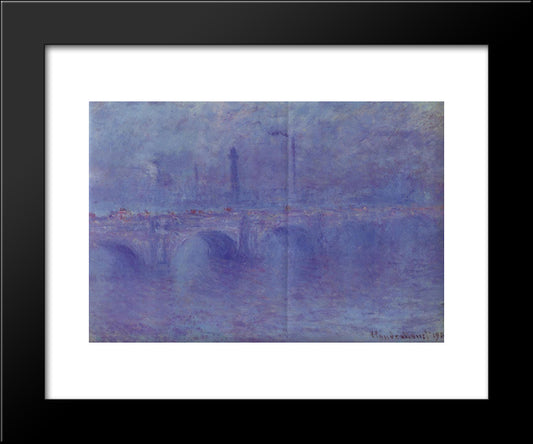 Waterloo Bridge, Effect Of Fog 20x24 Black Modern Wood Framed Art Print Poster by Monet, Claude