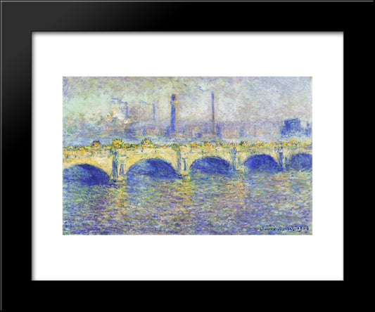 Waterloo Bridge, Effect Of The Sun 20x24 Black Modern Wood Framed Art Print Poster by Monet, Claude