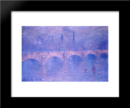 Waterloo Bridge, Hazy Sunshine 20x24 Black Modern Wood Framed Art Print Poster by Monet, Claude