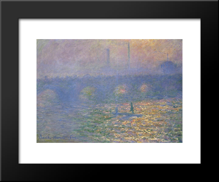 Waterloo Bridge, London 20x24 Black Modern Wood Framed Art Print Poster by Monet, Claude