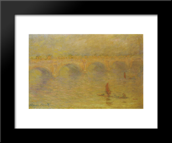 Waterloo Bridge, Sunlight Effect 20x24 Black Modern Wood Framed Art Print Poster by Monet, Claude