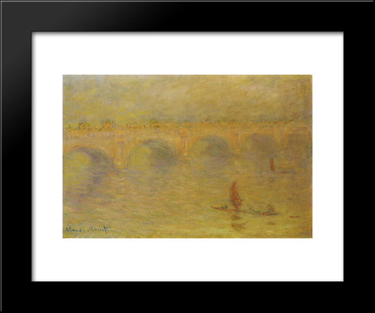 Waterloo Bridge, Sunlight Effect 20x24 Black Modern Wood Framed Art Print Poster by Monet, Claude