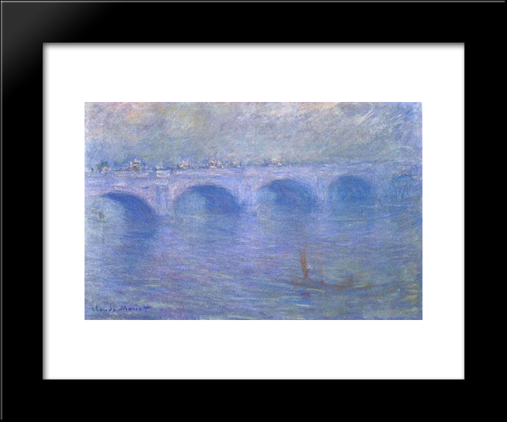 Waterloo Bridge In The Fog 20x24 Black Modern Wood Framed Art Print Poster by Monet, Claude