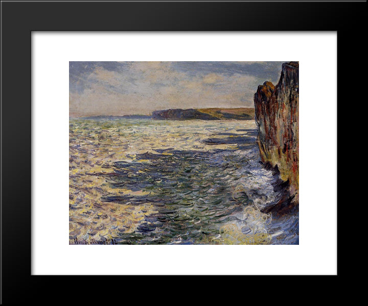 Waves And Rocks At Pourville 20x24 Black Modern Wood Framed Art Print Poster by Monet, Claude