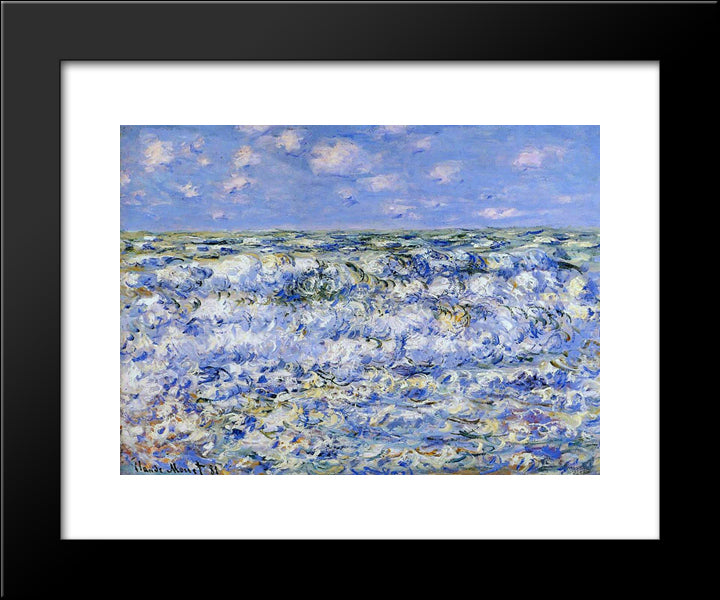 Waves Breaking 20x24 Black Modern Wood Framed Art Print Poster by Monet, Claude