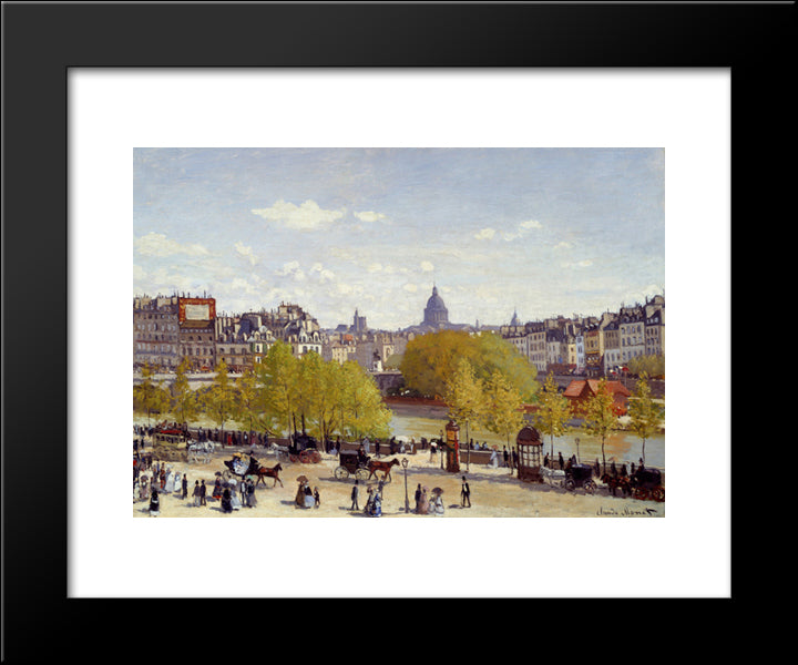 Wharf Of Louvre, Paris 20x24 Black Modern Wood Framed Art Print Poster by Monet, Claude