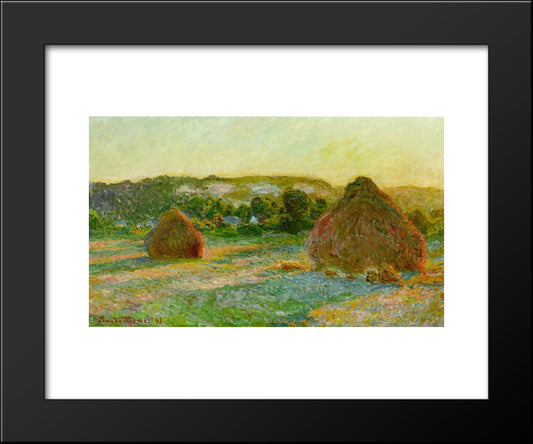 Wheatstacks (End Of Summer) 20x24 Black Modern Wood Framed Art Print Poster by Monet, Claude