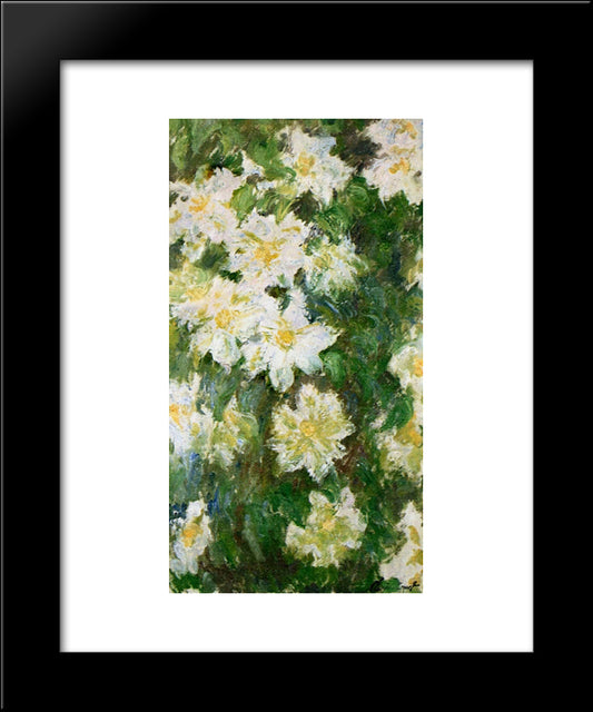 White Clematis 20x24 Black Modern Wood Framed Art Print Poster by Monet, Claude