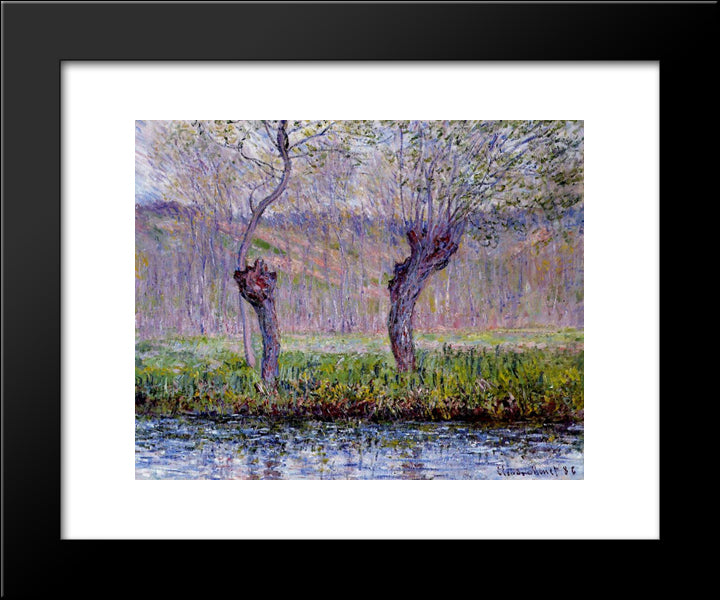 Willows In Springtime 20x24 Black Modern Wood Framed Art Print Poster by Monet, Claude