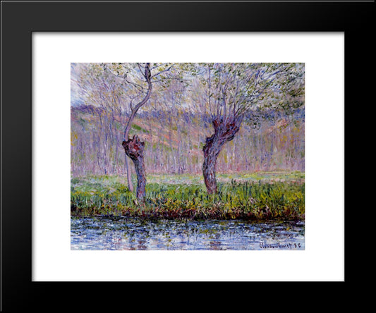 Willows In Springtime 20x24 Black Modern Wood Framed Art Print Poster by Monet, Claude