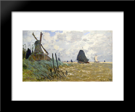 Windmill Near Zaandam 20x24 Black Modern Wood Framed Art Print Poster by Monet, Claude