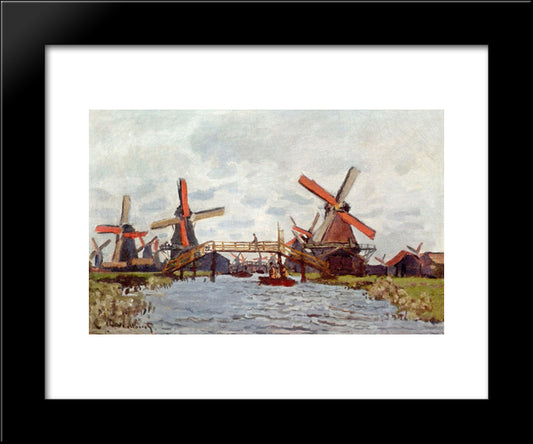 Windmills Near Zaandam 20x24 Black Modern Wood Framed Art Print Poster by Monet, Claude