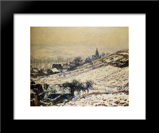Winter At Giverny 20x24 Black Modern Wood Framed Art Print Poster by Monet, Claude