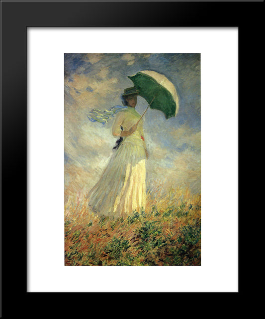 Woman With A Parasol, Facing Right (Also Known As Study Of A Figure Outdoors (Facing Right)) 20x24 Black Modern Wood Framed Art Print Poster by Monet, Claude
