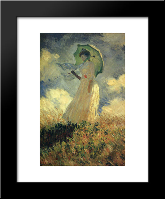 Woman With A Parasol (Also Known As Study Of A Figure Outdoors (Facing Left)) 20x24 Black Modern Wood Framed Art Print Poster by Monet, Claude