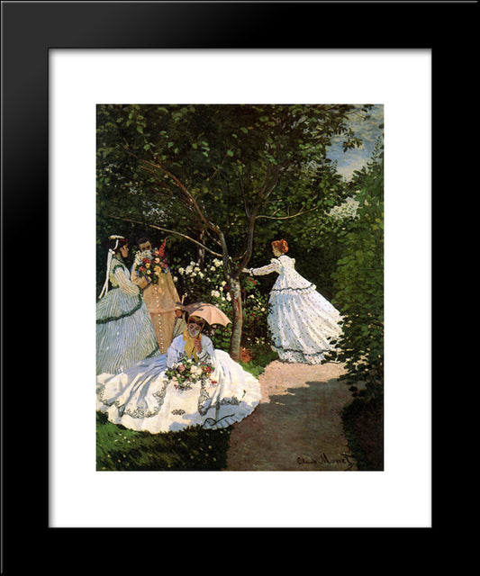 Women In The Garden 20x24 Black Modern Wood Framed Art Print Poster by Monet, Claude