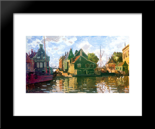 Zaandam, Canal 20x24 Black Modern Wood Framed Art Print Poster by Monet, Claude