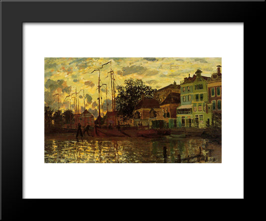 Zaandam, The Dike, Evening 20x24 Black Modern Wood Framed Art Print Poster by Monet, Claude