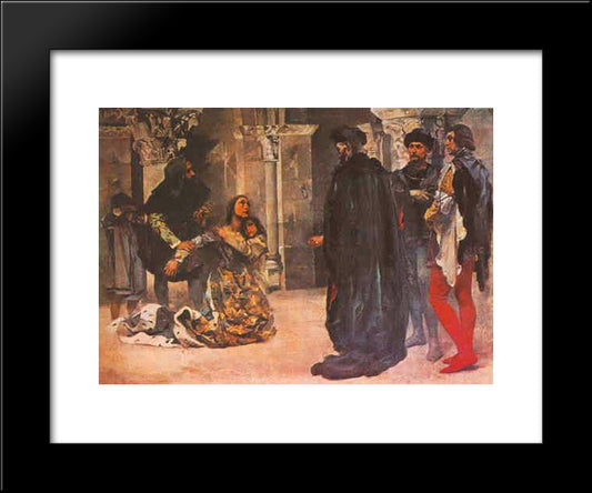 Assass­nio De Dona Ines De Castro 20x24 Black Modern Wood Framed Art Print Poster by Bordalo Pinheiro, Columbano