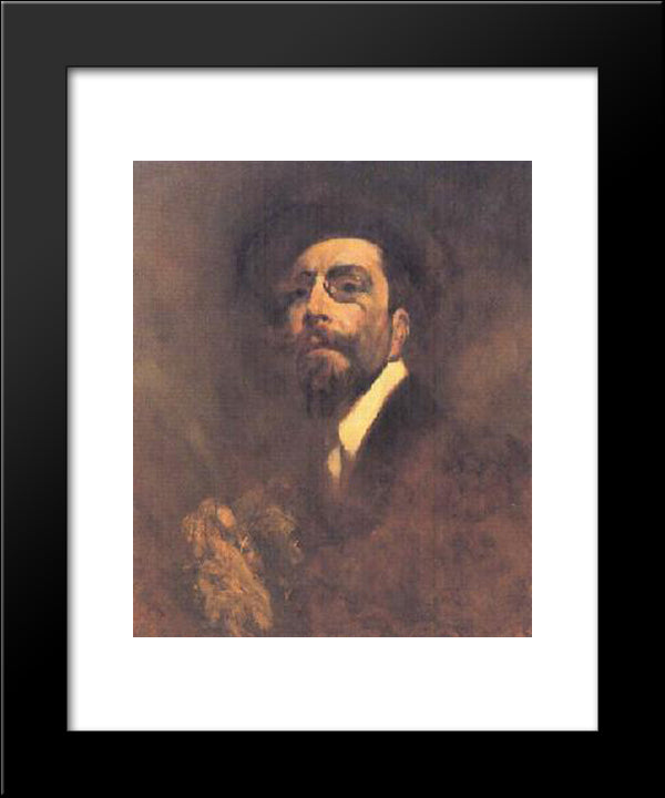 Auto-Retrato 20x24 Black Modern Wood Framed Art Print Poster by Bordalo Pinheiro, Columbano