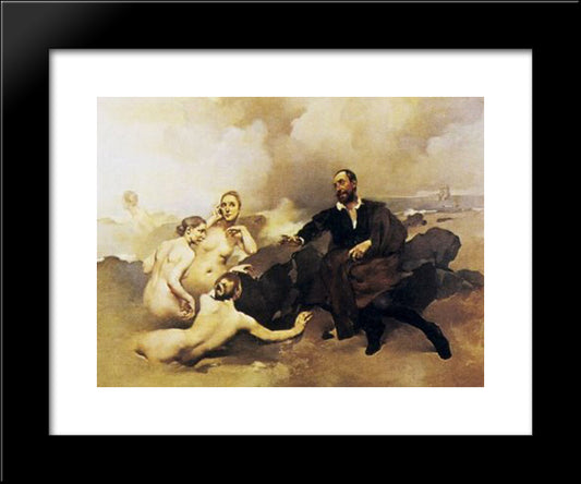 O Grupo Do Leo 20x24 Black Modern Wood Framed Art Print Poster by Bordalo Pinheiro, Columbano