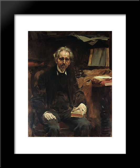 Retrato De Teofilo Braga 20x24 Black Modern Wood Framed Art Print Poster by Bordalo Pinheiro, Columbano