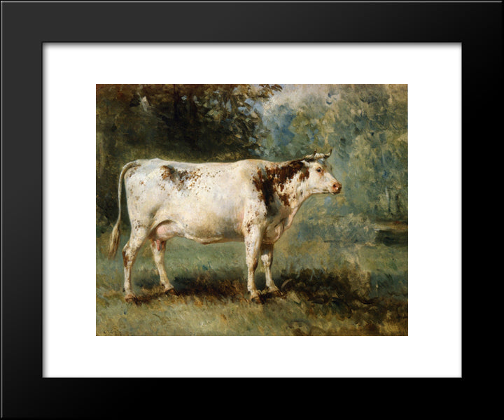 A Cow In A Landscape 20x24 Black Modern Wood Framed Art Print Poster by Troyon, Constant