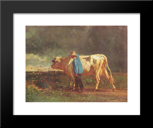 Herdsman 20x24 Black Modern Wood Framed Art Print Poster by Troyon, Constant