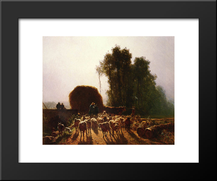La Vallee 20x24 Black Modern Wood Framed Art Print Poster by Troyon, Constant