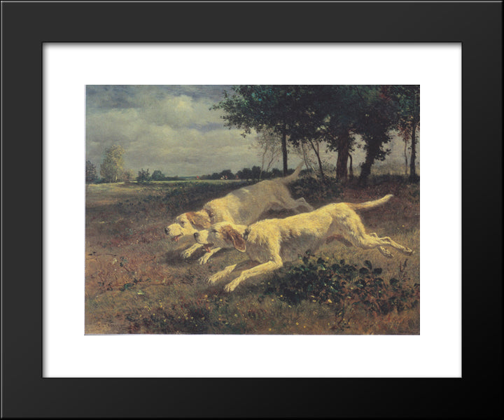 Running Dogs 20x24 Black Modern Wood Framed Art Print Poster by Troyon, Constant