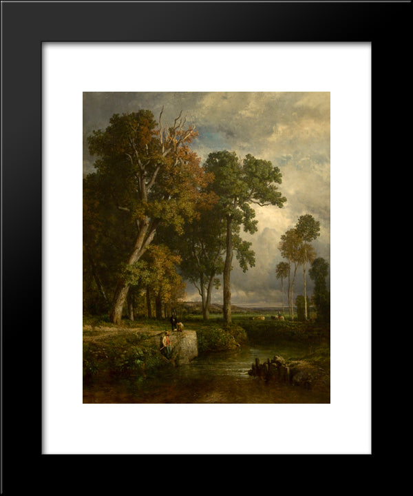 The Angler 20x24 Black Modern Wood Framed Art Print Poster by Troyon, Constant