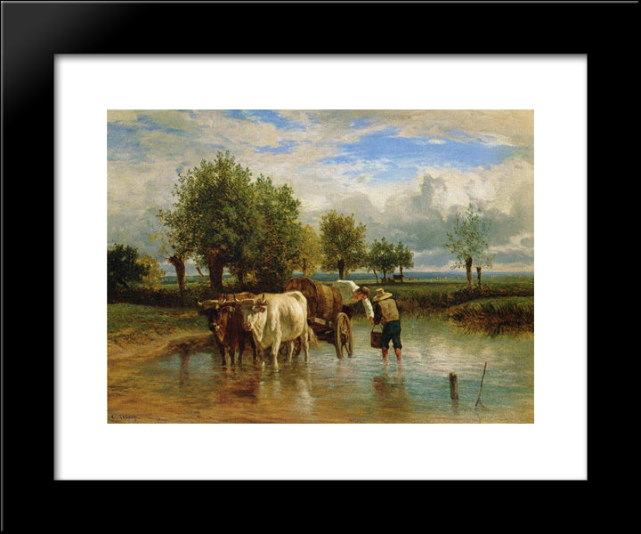 Water Carriers 20x24 Black Modern Wood Framed Art Print Poster by Troyon, Constant