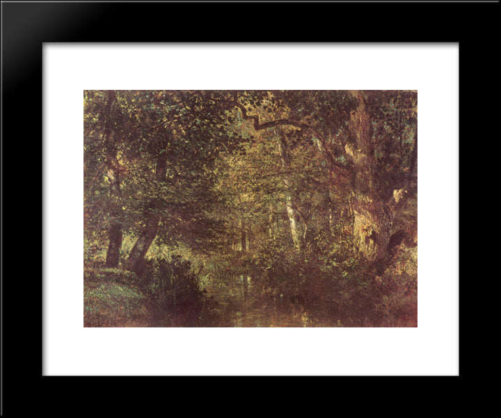 Watercourse In The Woods 20x24 Black Modern Wood Framed Art Print Poster by Troyon, Constant
