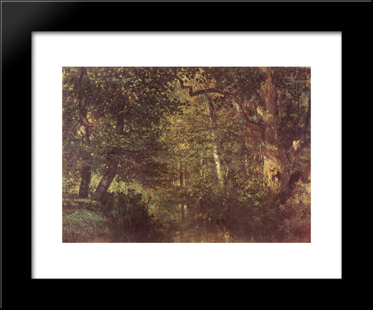 Watercourse In The Woods 20x24 Black Modern Wood Framed Art Print Poster by Troyon, Constant
