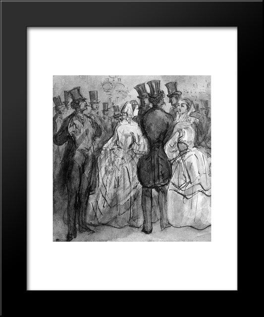 At The Theater (Au Foyer Du Theatre; Ladies And Gentlemen) 20x24 Black Modern Wood Framed Art Print Poster by Guys, Constantin