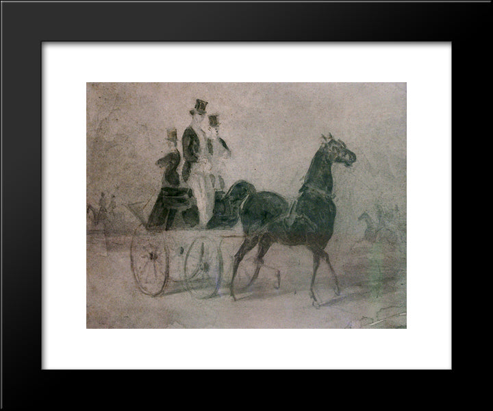 Dandies In The Park 20x24 Black Modern Wood Framed Art Print Poster by Guys, Constantin