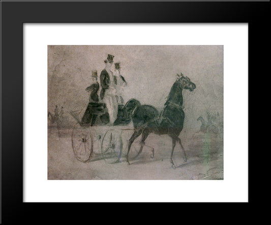 Dandies In The Park 20x24 Black Modern Wood Framed Art Print Poster by Guys, Constantin