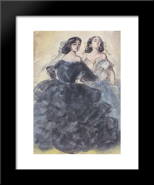 Demi-Mondaines 20x24 Black Modern Wood Framed Art Print Poster by Guys, Constantin