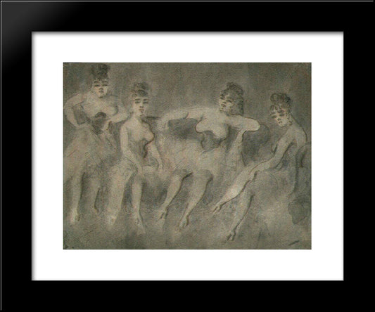 Four Women On A Sofa 20x24 Black Modern Wood Framed Art Print Poster by Guys, Constantin