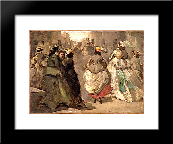 In The Street 20x24 Black Modern Wood Framed Art Print Poster by Guys, Constantin