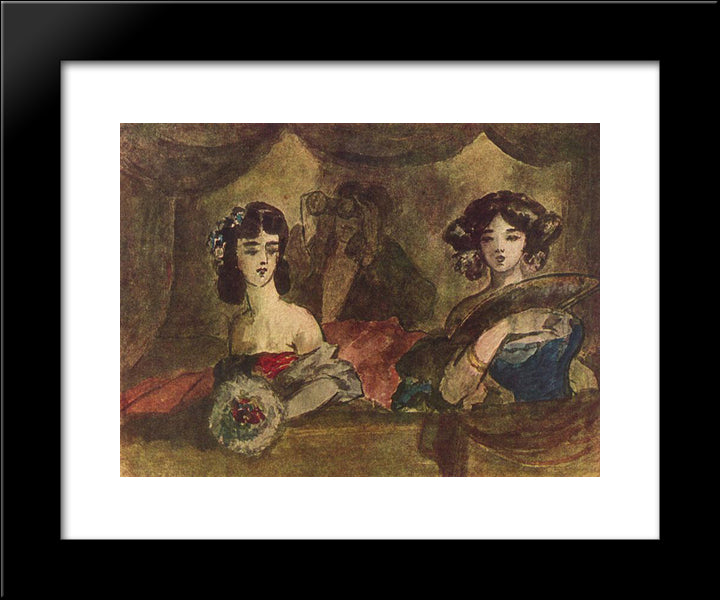 La Loge De L'Opera 20x24 Black Modern Wood Framed Art Print Poster by Guys, Constantin