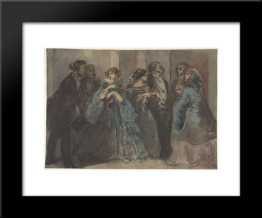 Leaving The Theater 20x24 Black Modern Wood Framed Art Print Poster by Guys, Constantin