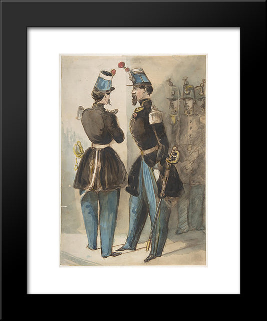 Officers Of The Guard 20x24 Black Modern Wood Framed Art Print Poster by Guys, Constantin
