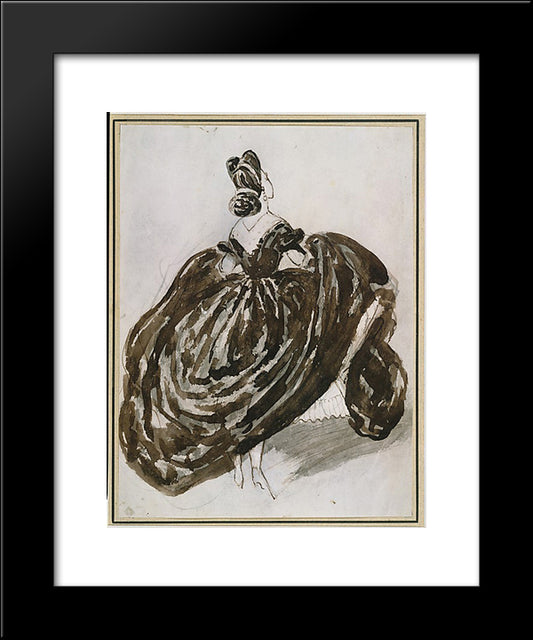 Parisienne Seen From The Back 20x24 Black Modern Wood Framed Art Print Poster by Guys, Constantin