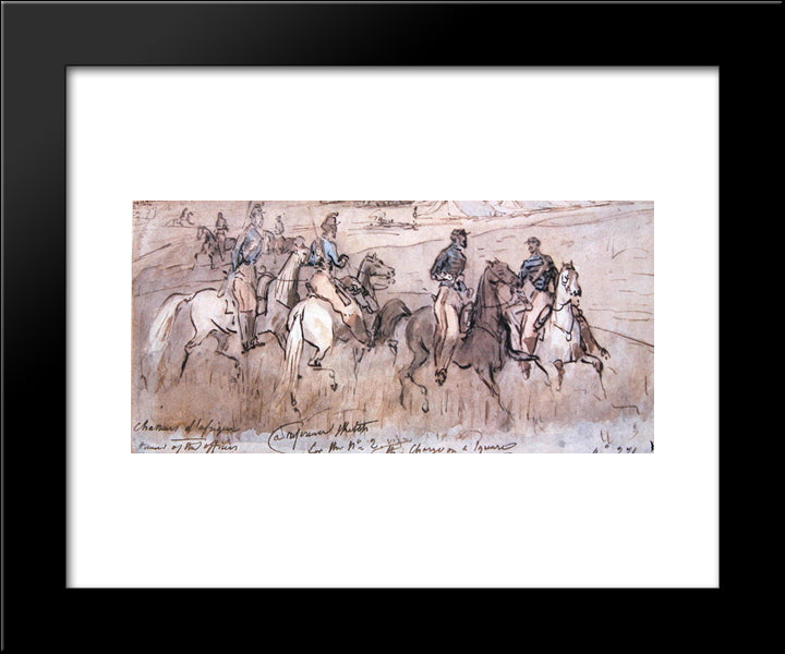 The Chasseurs D'Afrique During The Crimean War Of 1854 20x24 Black Modern Wood Framed Art Print Poster by Guys, Constantin